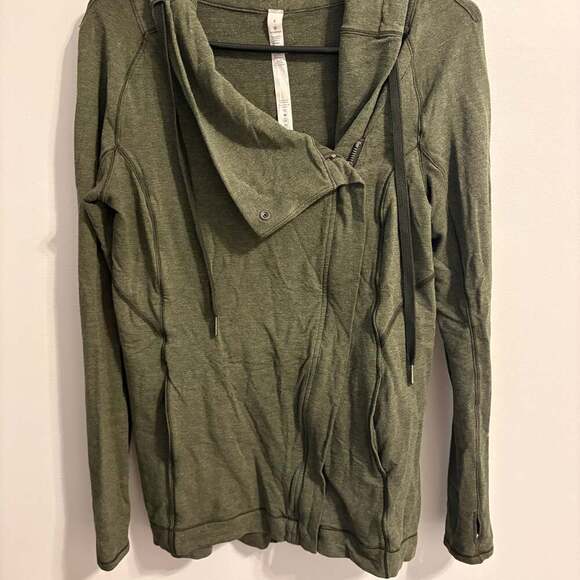Lululemon Jackets & Blazers - Lululemon Coast Easy Wrap Jacket Heathered Dark Olive Green Size 4